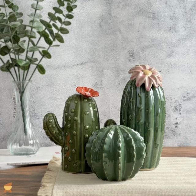ต้นกระบองเพชรเซรามิค สำหรับตกแต่งบ้าน แต่งห้อง ดีไซน์น่ารัก cactus ceramic