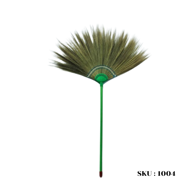 ไม้กวาดดอกหญ้า ด้ามพลาสติก (กลาง) เย็บสีฟ้า SKU : 1004