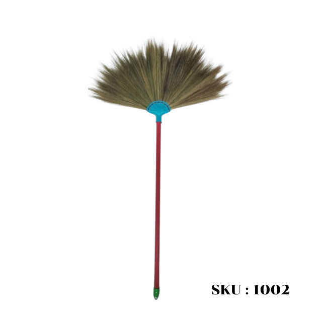 ไม้กวาดดอกหญ้า ด้ามพลาสติก (บาง) SKU : 1002