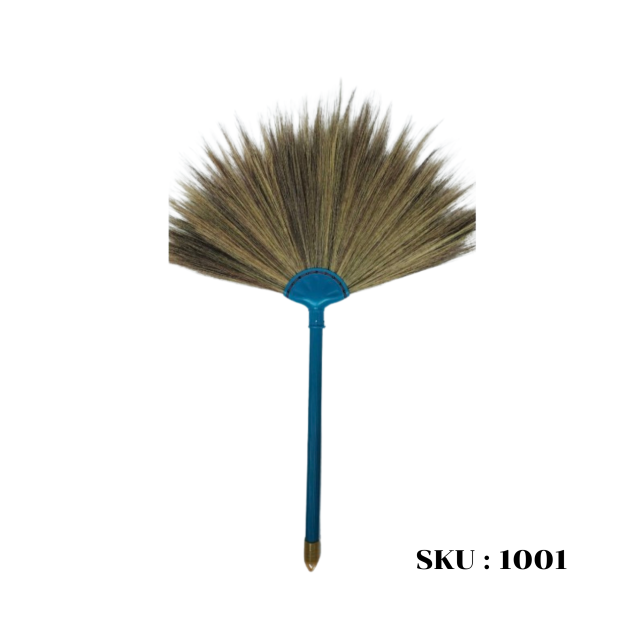 ไม้กวาดดอกหญ้า ด้ามพลาสติก (ด้ามสั้น) SKU : 1001